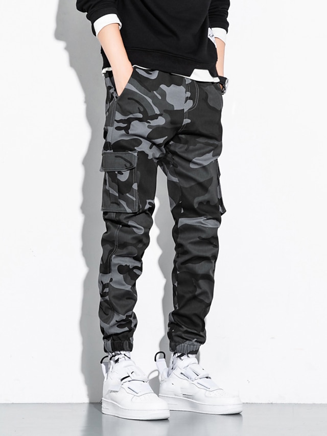 Mens Clothing Mens Bottoms | Mens Cargo Streetwear Pants Trousers Multiple Pockets Print Full Length Pants Casual Daily Inelasti