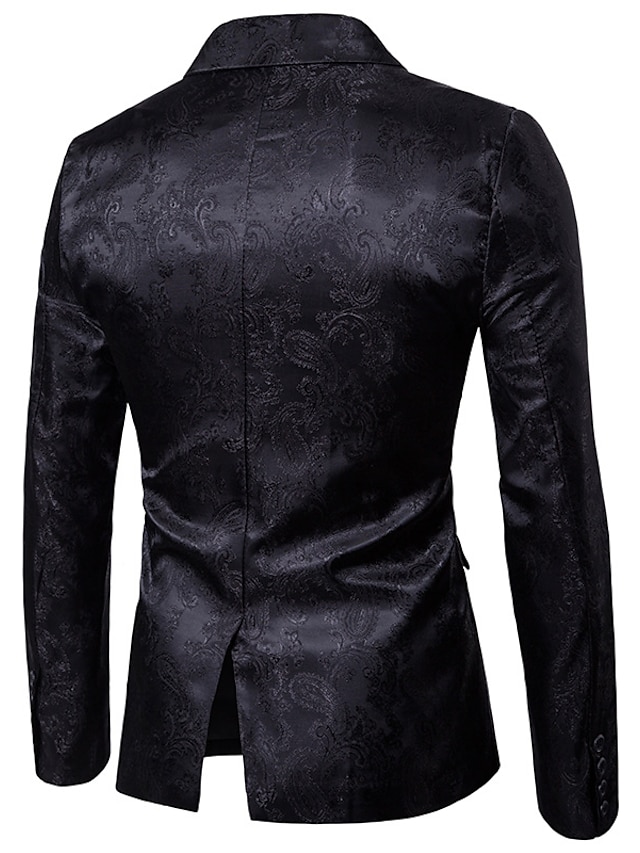 Men's Jacket Blazer Wedding Party Thermal Warm Pocket Jacquard Winter ...