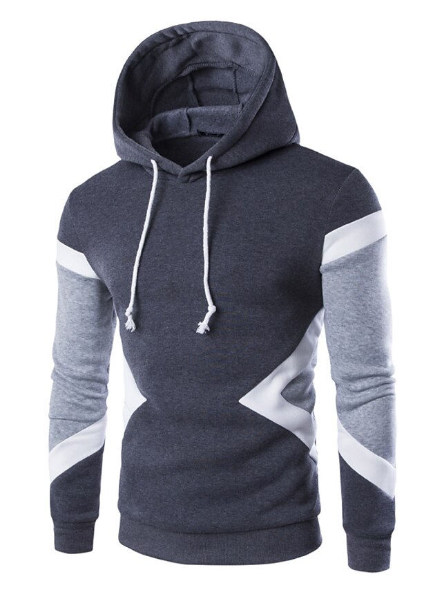 Mens Clothing Mens Hoodies & Sweatshirts | Mens Hoodie Sweatshirt Color Block Geometric Print Hooded Sports Going out Weekend Ca