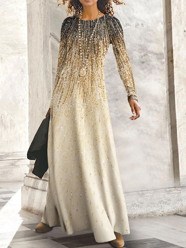 long sleeve maxi shift dress