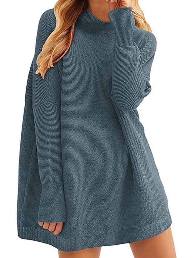 Womens Clothing Sweaters & Cardigans | Womens Sweater Jumper Knit Tunic Knitted Solid Color Turtleneck Stylish Casual Home Date 