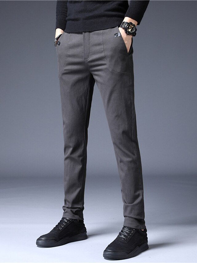 Voor heren Casual Broek Pakken Zak Volledige lengte Broek liiketoiminta  Casual Micro-elastisch Effen Kleur Ademend Lichtgewicht Medium Taille blauw  Zwart Grijs 33 34 36 38 8921554 2022 – $41.64