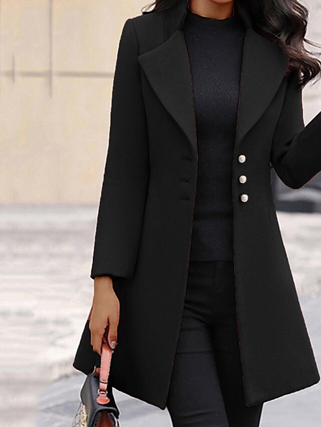 Womens Clothing Womens Outerwear | Womens Coat Daily Winter Long Coat Regular Fit Elegant Jacket Long Sleeve Solid Color Patchwo