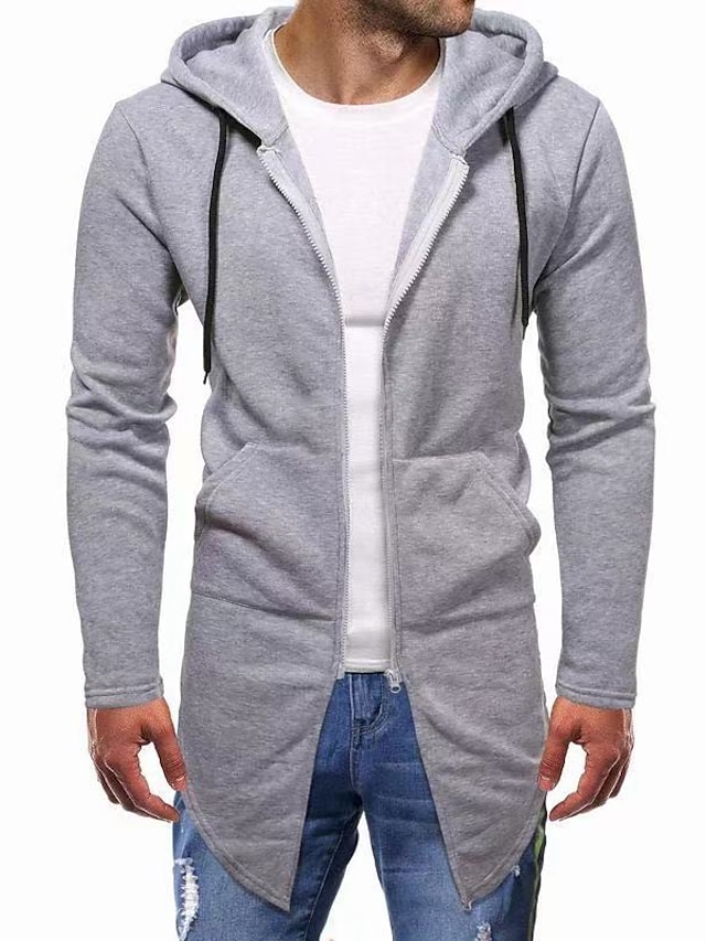 Mens Clothing Mens Hoodies & Sweatshirts | Mens Full Zip Hoodie Jacket Solid Color Zipper Hooded Casual Daily Holiday Sportswear