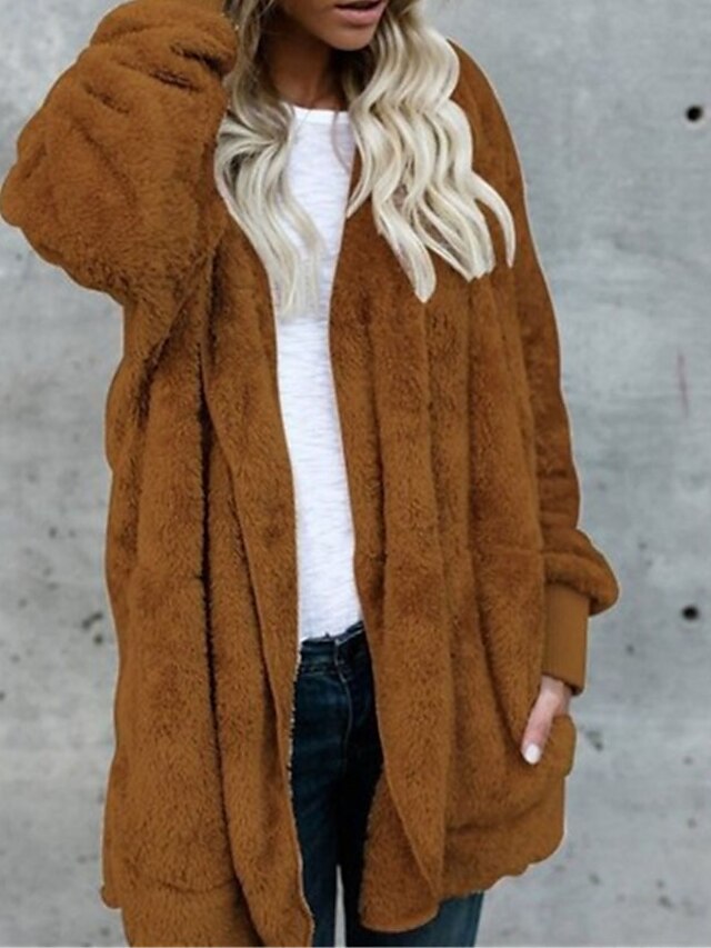 Womens Clothing Womens Outerwear | Womens Teddy Coat Sherpa jacket Fleece Jacket Street Daily Going out Fall Winter Regular Coat