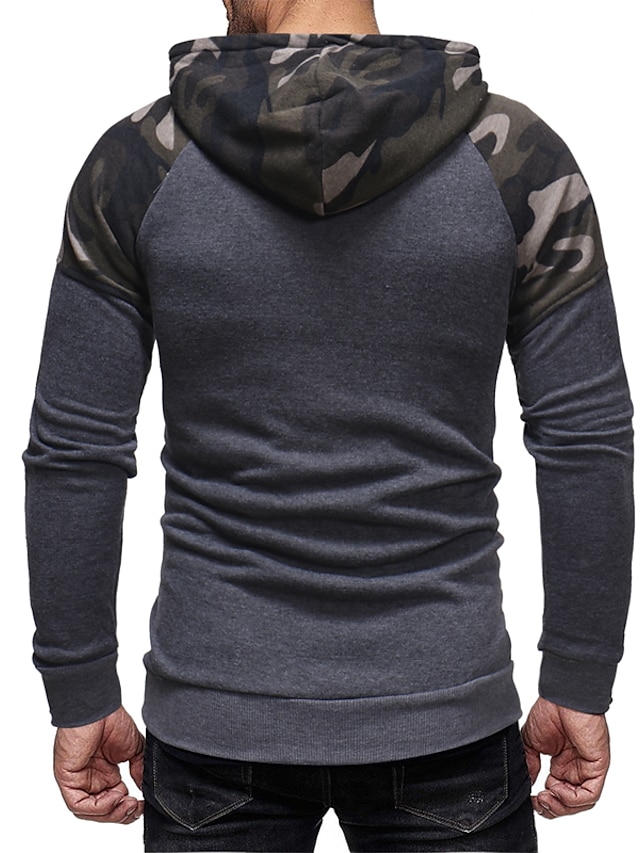 Mens Clothing Mens Hoodies & Sweatshirts | Mens Hoodie Zip Up Hoodie Sweatshirt Camo / Camouflage Daily Sports Going out Casual 