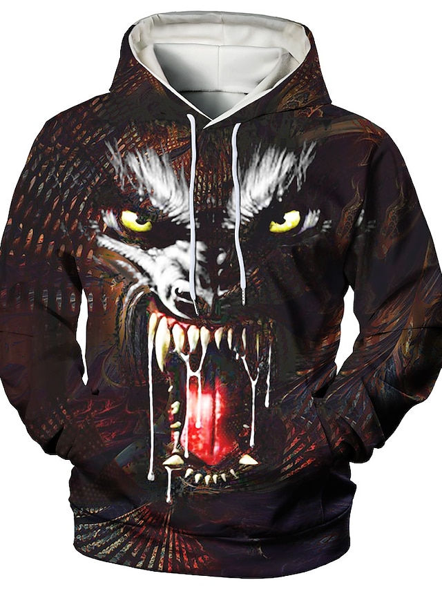 Mens Clothing Mens Hoodies & Sweatshirts | Mens Pullover Hoodie Sweatshirt Graphic Wolf Animal Casual Daily Weekend 3D Print Cas