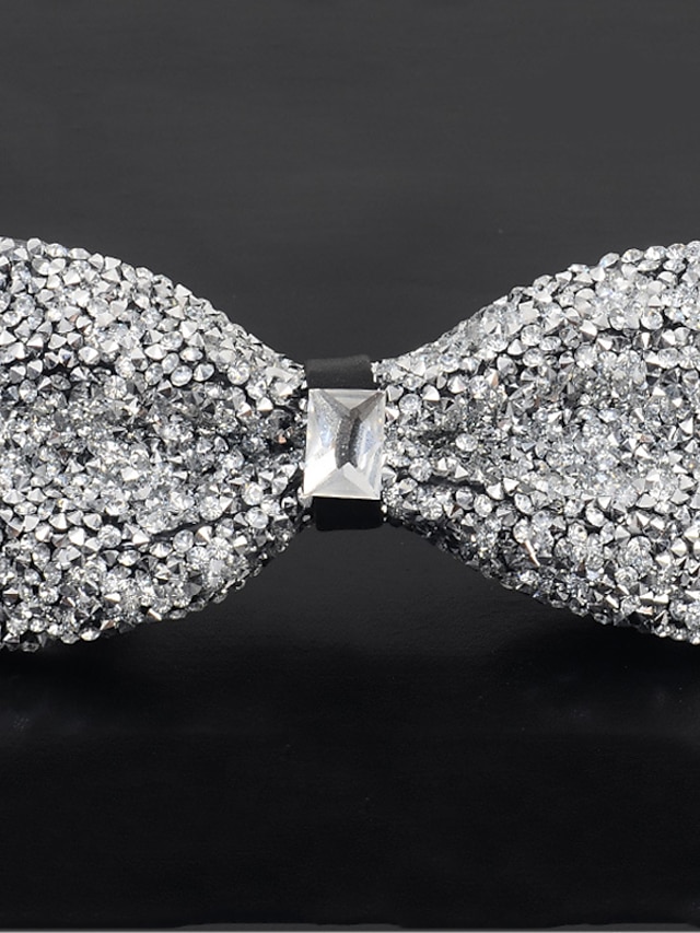  Men's Party Bow Tie Bow Fashion men's diamond-studded star bow tie bow trendy party Accessories Men Luxury Sparkling Diamante Bowties Silver crystal and gem bow tie