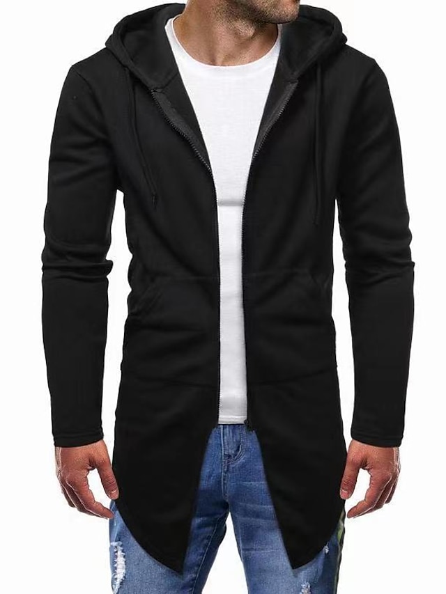 Mens Clothing Mens Hoodies & Sweatshirts | Mens Full Zip Hoodie Jacket Solid Color Zipper Hooded Casual Daily Holiday Sportswear