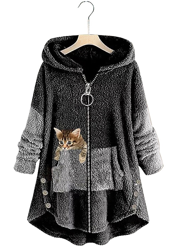 Womens Clothing Plus Size Collection | Womens Plus Size Teddy Coat Animal Christmas Causal Long Sleeve V Wire Regular Fall Winte