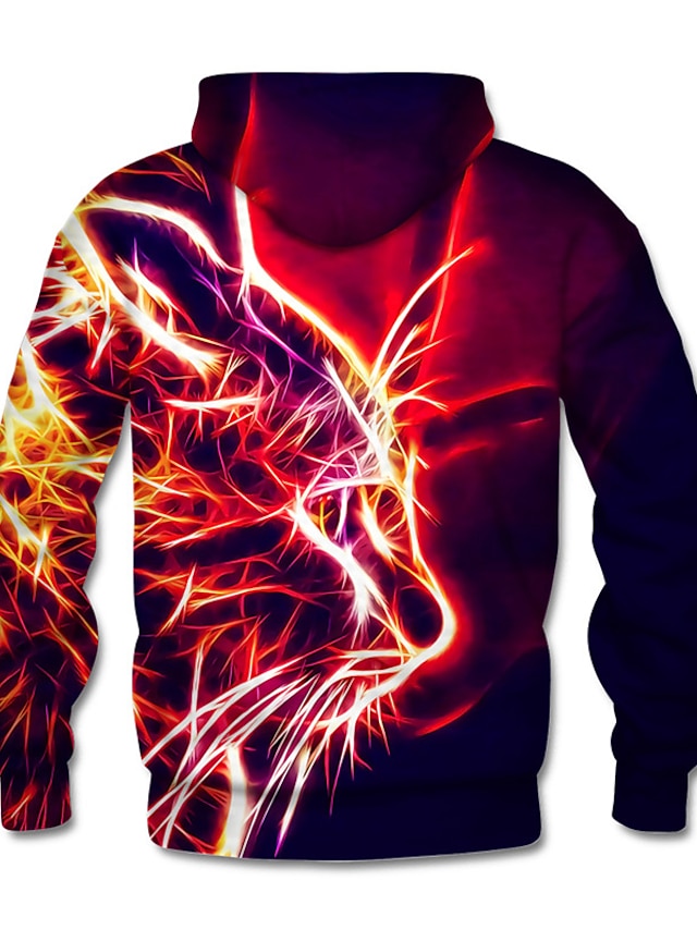 Mens Clothing Mens Hoodies & Sweatshirts | Mens Unisex Full Zip Hoodie Jacket Lightning Graphic Prints Animal Zipper Print Hoode