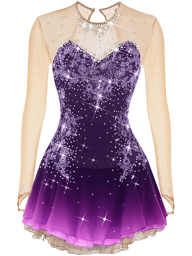 Figure Skating Dress Women's Girls' Ice Skating Dress Outfits Violet