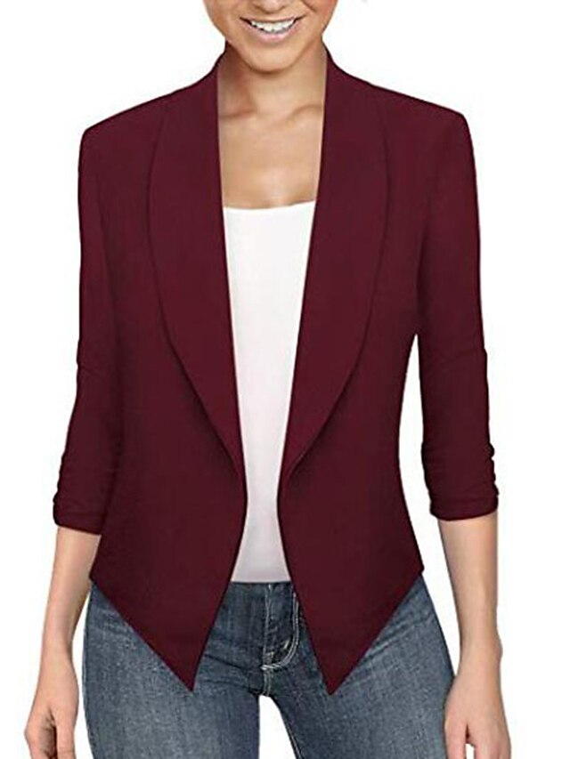 Women's Blazer Solid Colored Classic Elegant & Luxurious Long Sleeve ...