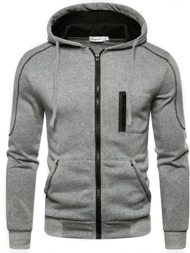 Mens Clothing Mens Hoodies & Sweatshirts | mens zip up hoodie colorblocked casual hooded sweatshirts for men light grey - UL5577