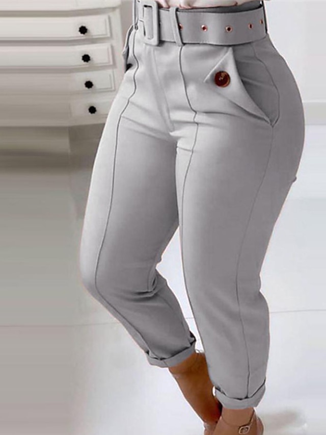 Womens Clothing Plus Size Collection | Womens Plus Size Pants Pocket Solid Color Casual Streetwear Home Casual High Full Length 