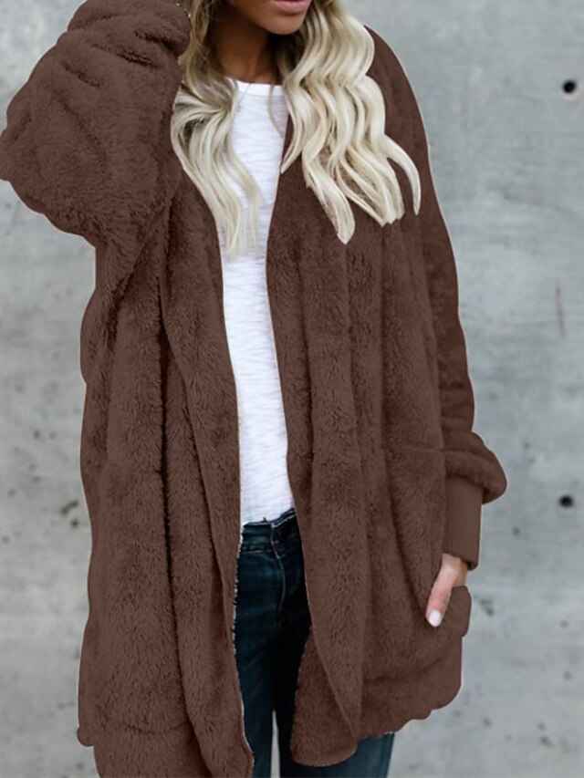 Womens Clothing Womens Outerwear | Womens Teddy Coat Sherpa jacket Fleece Jacket Street Daily Going out Fall Winter Regular Coat