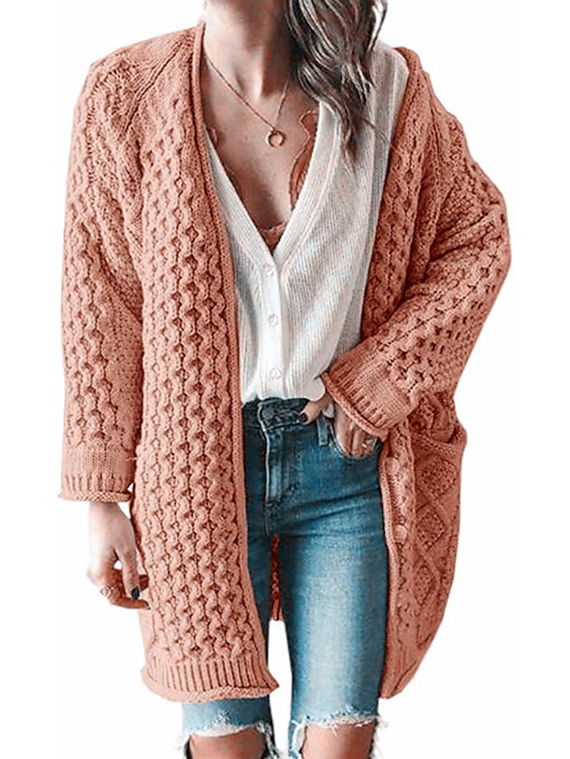 long pink cardigan with pockets