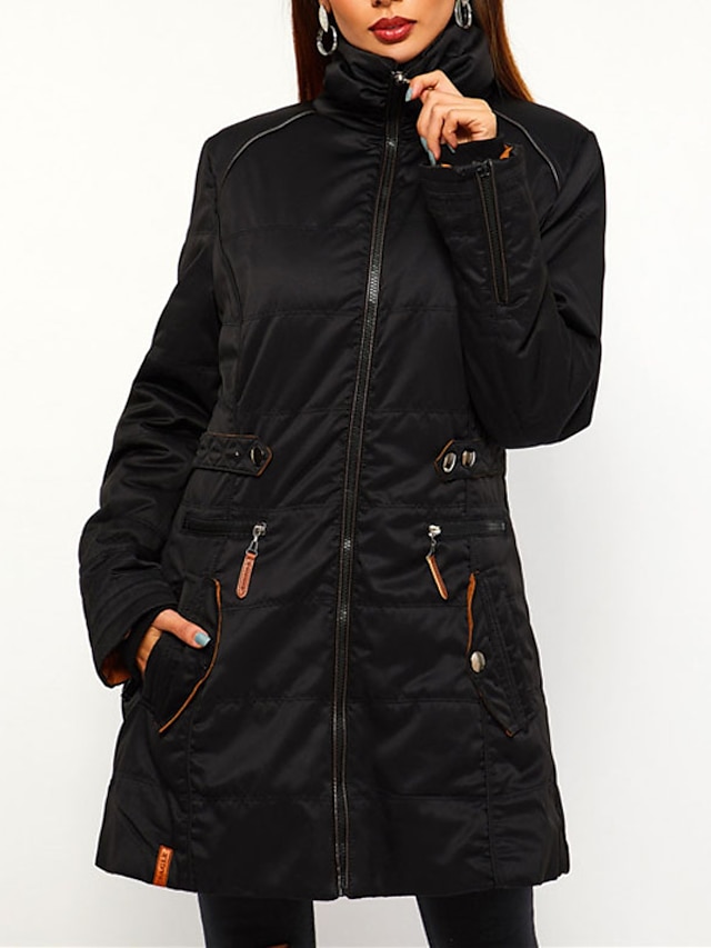 Womens Clothing Womens Outerwear | Womens Parka Street Daily Going out Fall Winter Regular Coat Regular Fit Warm Breathable Casu