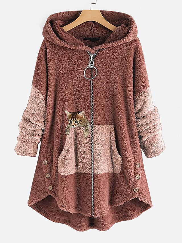 Womens Clothing Plus Size Collection | Womens Plus Size Teddy Coat Animal Christmas Causal Long Sleeve V Wire Regular Fall Winte