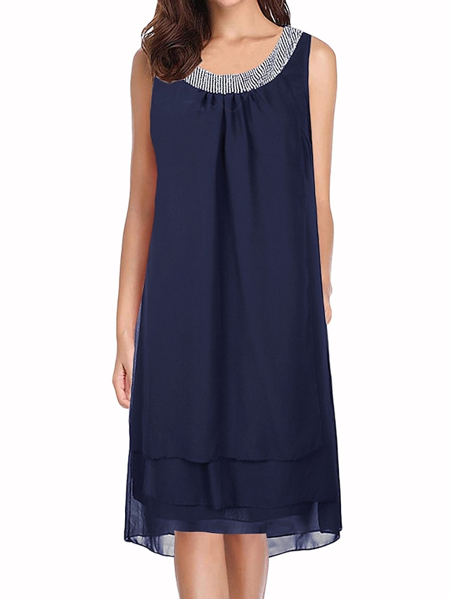  Dámské Úpletové šaty Midi šaty Černá Námořnická modř Fialová Bez rukávů Čistá barva Flitry Jaro Léto Tričkový horký 2023 S M L XL XXL 3XL