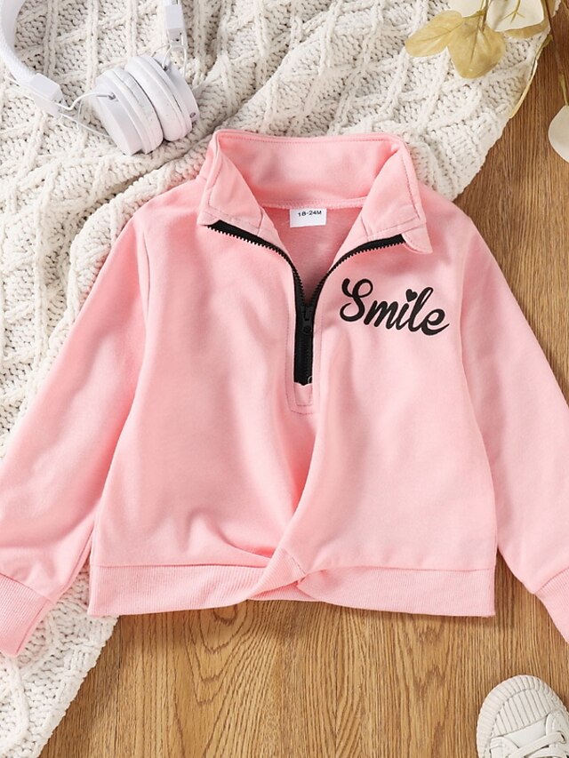 Baby & Kids Girls Clothing | Kids Girls Clothing Set 2 Pieces Long Sleeve Pink Letter Print Cotton Indoor Outdoor Daily Sweet Re