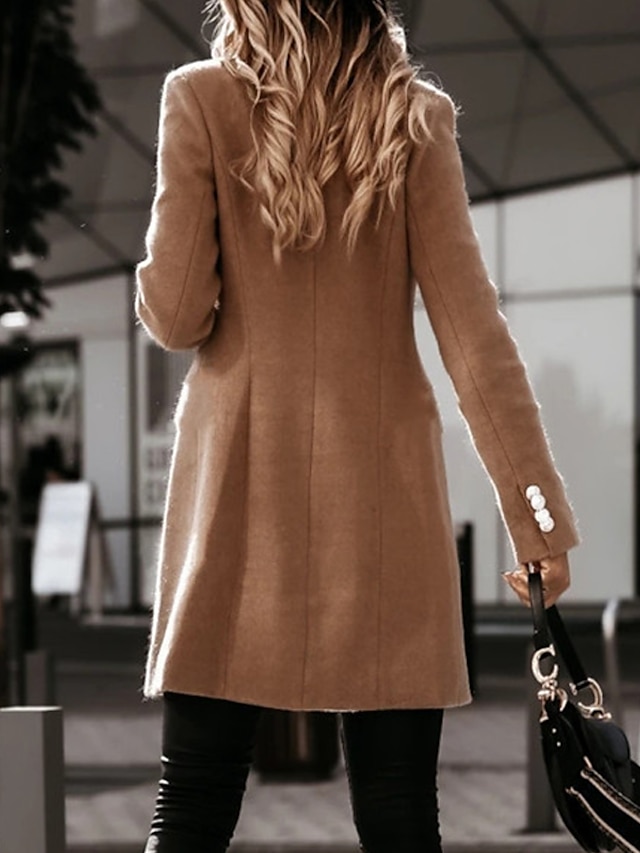 Womens Clothing Womens Outerwear | Womens Coat Street Daily Going out Fall Winter Long Coat Regular Fit Warm Breathable Elegant 