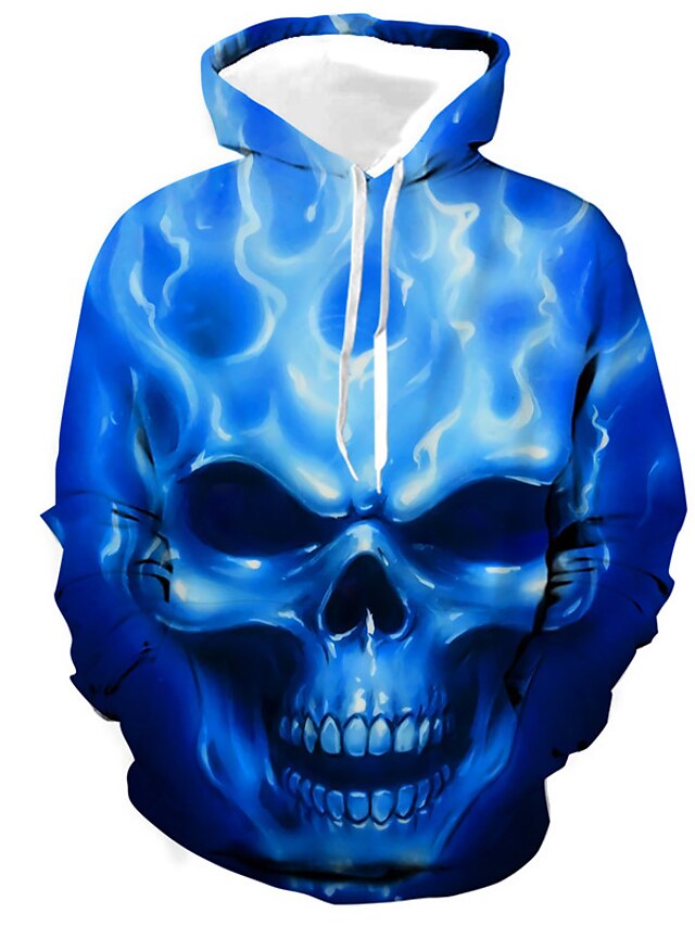 Mens Clothing Mens Hoodies & Sweatshirts | Mens Unisex Pullover Hoodie Sweatshirt Graphic Prints Skull Print Daily Sports 3D Pri