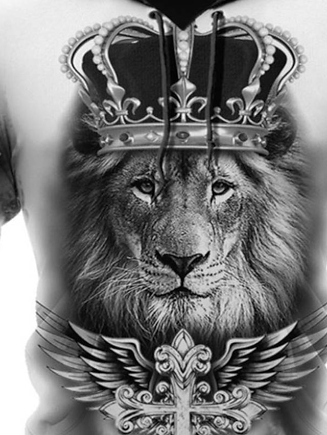 Mens Clothing Mens Hoodies & Sweatshirts | Mens Pullover Hoodie Sweatshirt Jacket Graphic Prints Lion Print Hooded Casual Daily 