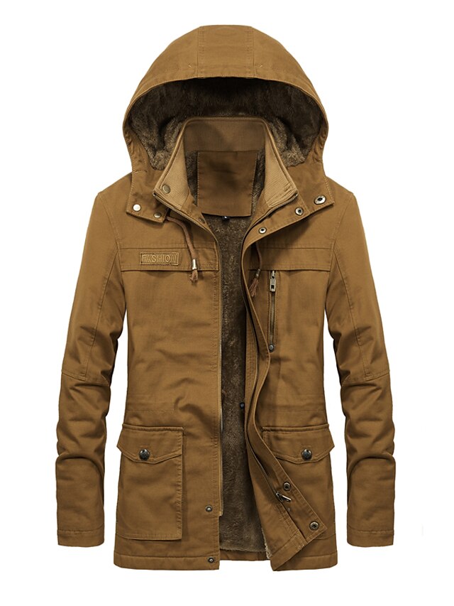 Men's Winter Coat Parka Detachable Hood Business Daily Regular Business ...