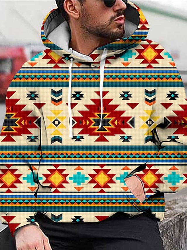 mens ethnic print pullover