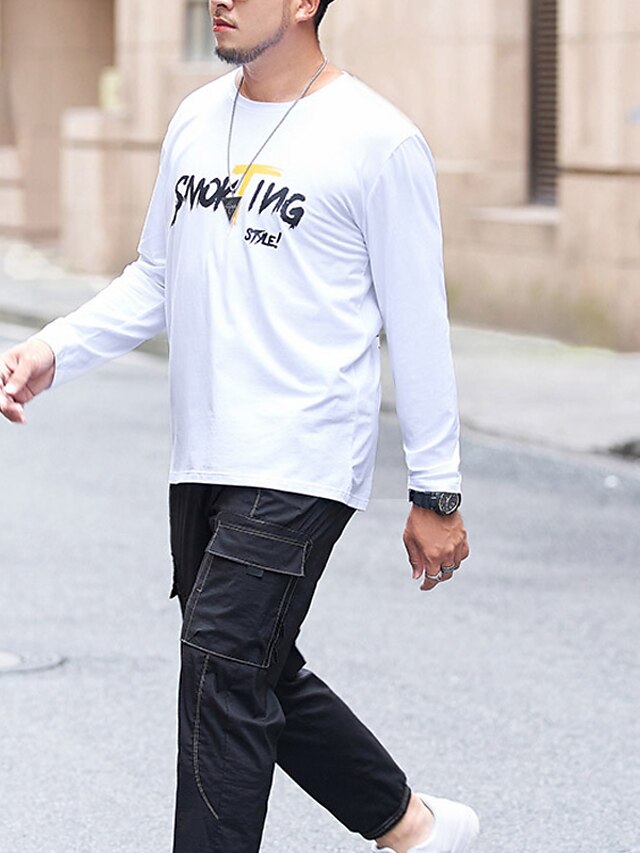 Hombre Camiseta Letra Talla Grande Estilo moderno Elegante Manga Larga Ropa  Deportiva Tops Deportes y Exterior Elegante Ordinario Blanco 8897371 2021 –  $50.79