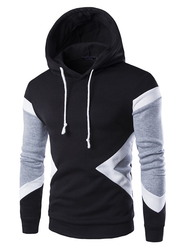 Mens Clothing Mens Hoodies & Sweatshirts | Mens Hoodie Sweatshirt Color Block Geometric Print Hooded Sports Going out Weekend Ca