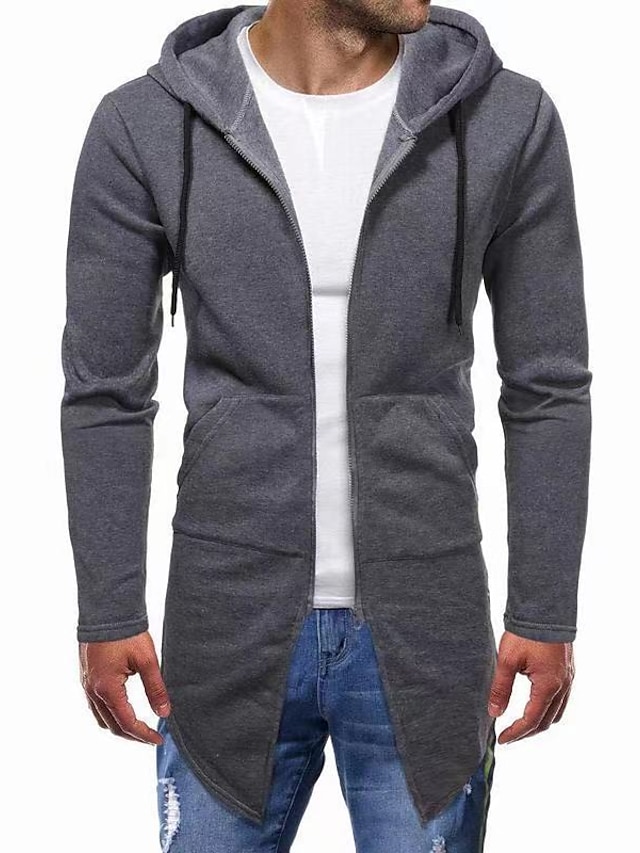 Mens Clothing Mens Hoodies & Sweatshirts | Mens Full Zip Hoodie Jacket Solid Color Zipper Hooded Casual Daily Holiday Sportswear