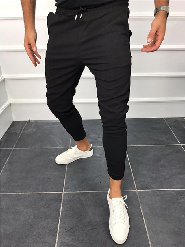 Mens Clothing Mens Bottoms | Mens Casual Trousers Chinos Pocket Elastic Waist Elastic Drawstring Design Full Length Pants Casual