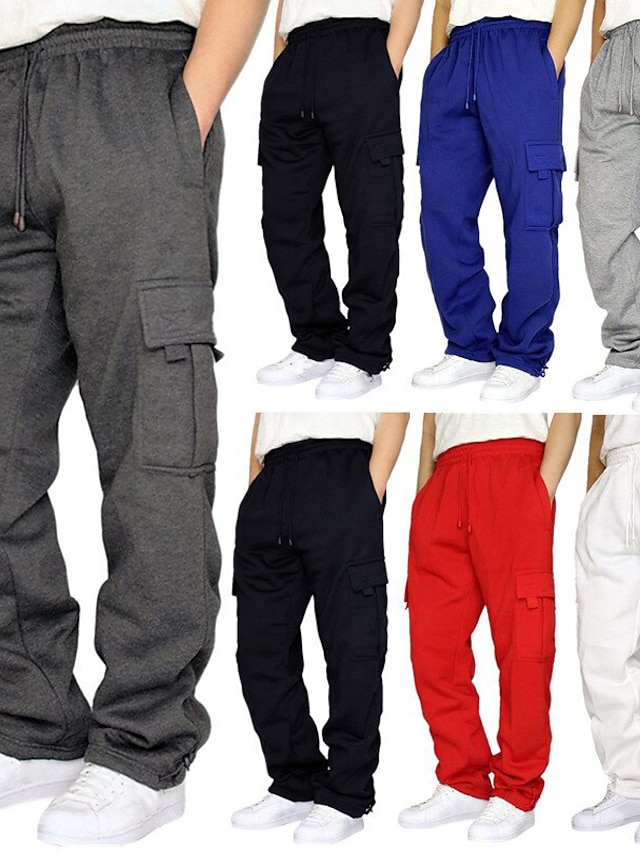  Men's Street Cargo Pants Track Pants Bottoms Fitness Gym Workout Running Training Exercise Winter Breathable Soft Sweat wicking Sport Solid Colored Dark Grey White Black Army Green Light Grey Royal