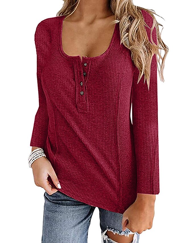 Women's Casual Weekend Henley Shirt T 