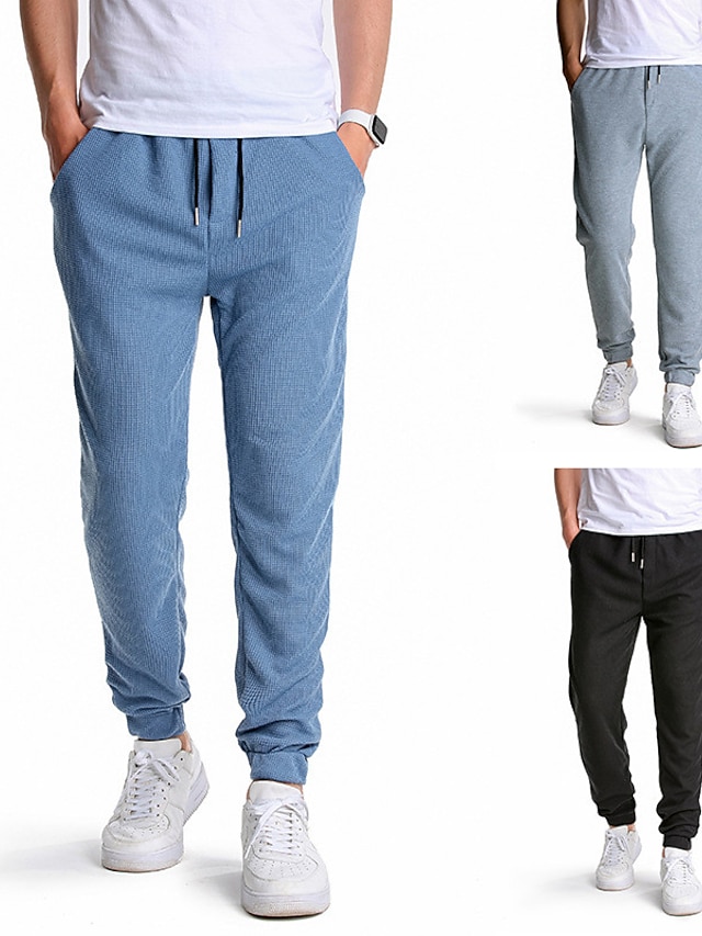 Mens Clothing Mens Bottoms | Mens Sporty Casual Pants Chinos Drawstring Elastic Waist Full Length Pants Casual Daily Micro-elast