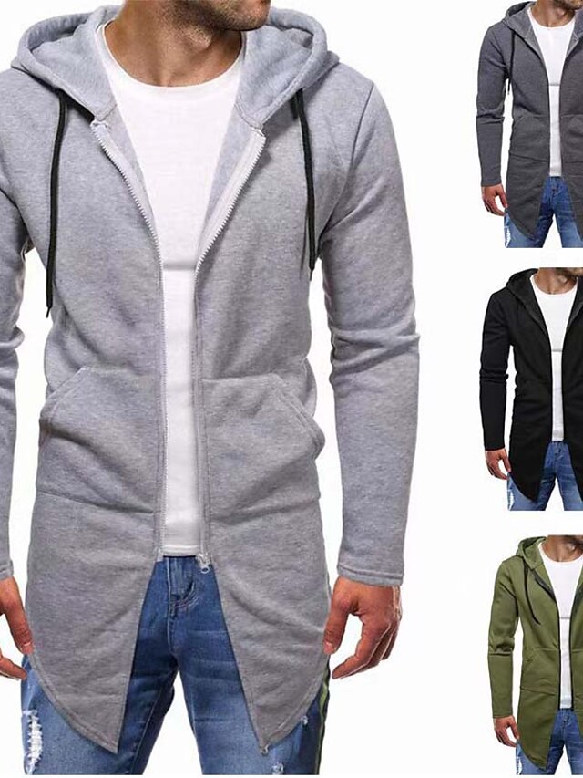 Mens Clothing Mens Hoodies & Sweatshirts | Mens Full Zip Hoodie Jacket Solid Color Zipper Hooded Casual Daily Holiday Sportswear