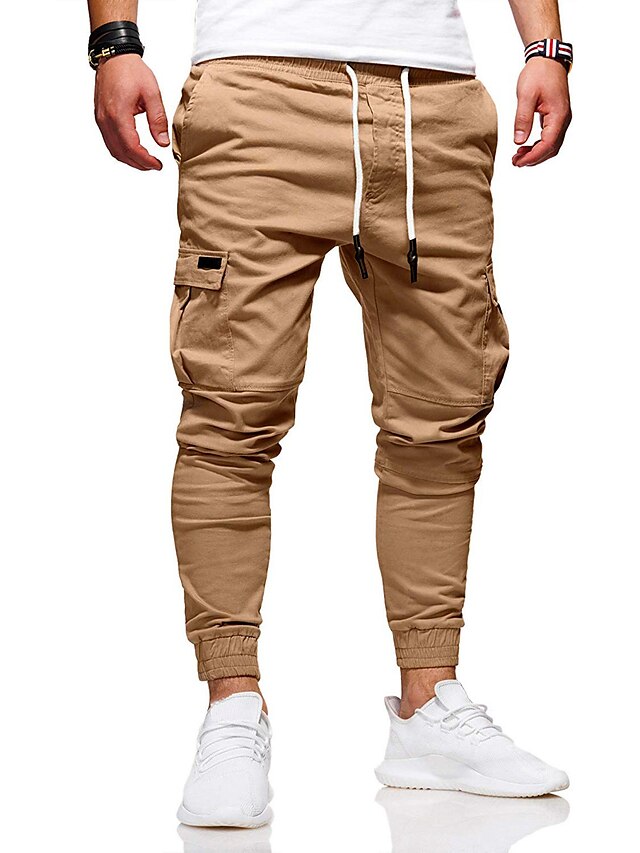 Mens Clothing Mens Bottoms | Mens Athletic Sports Active Chinos Pocket Multiple Pockets Full Length Pants Casual Daily Micro-ela