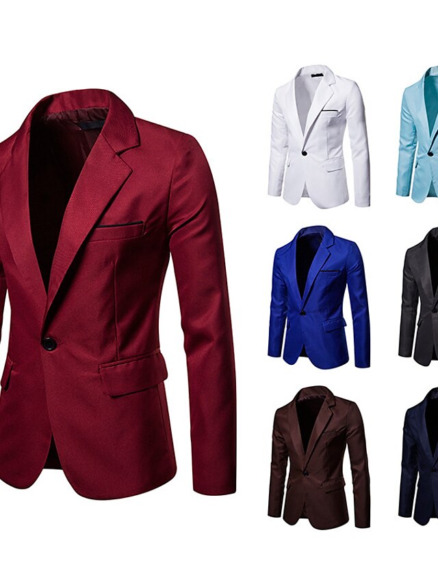 Mens Clothing Mens Outerwear | Mens Blazer Business Daily Work Fall Regular Coat Regular Fit Breathable Business Elegant Jacket 