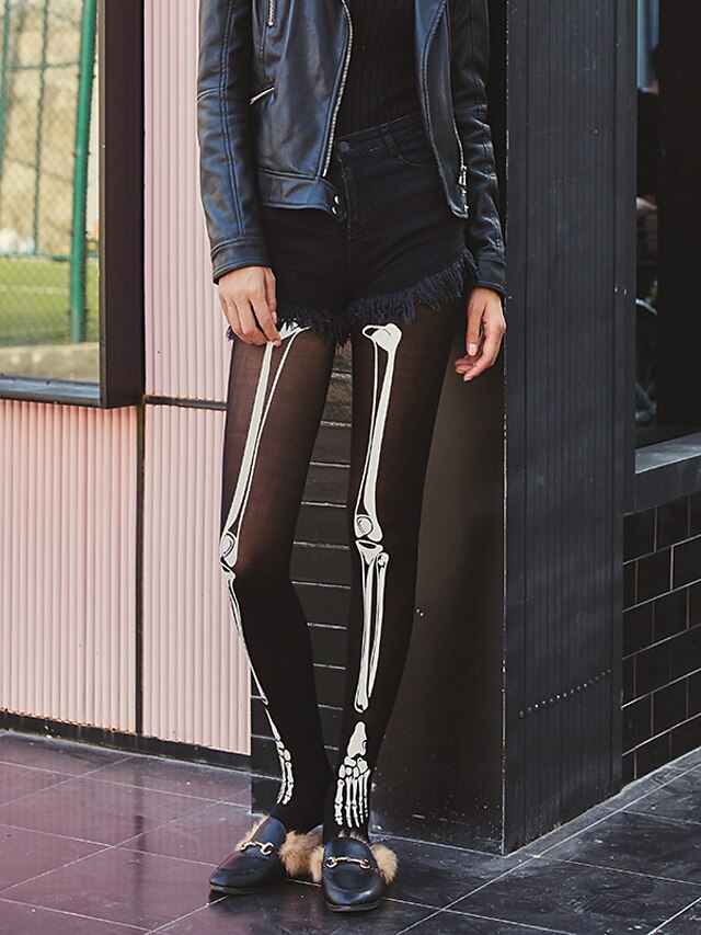 22年 かわいいスタイル 女性用 靴下 カートゥン タイツ ハロウィーン 普通の厚さ 80デニール ハロウィーン ブラック 1ペア コレクション 16 19