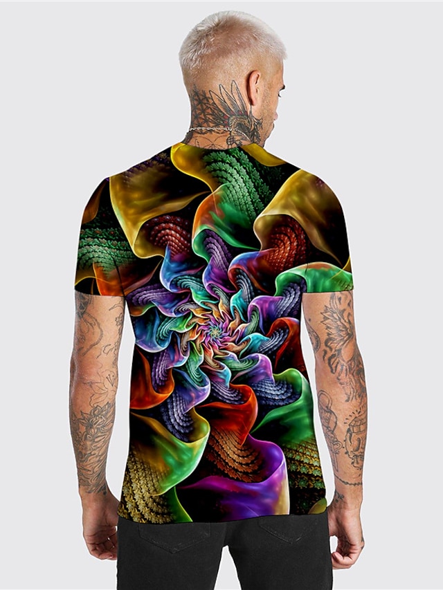 Men S Unisex T Shirt Tee Graphic Prints Spiral Stripe Crew Neck Rainbow   Ajgyab1638872825373 