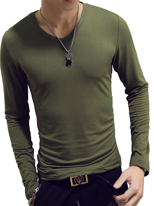 Men's T shirt Tee Tee Long Sleeve Shirt Graphic Plain V Neck Normal ...