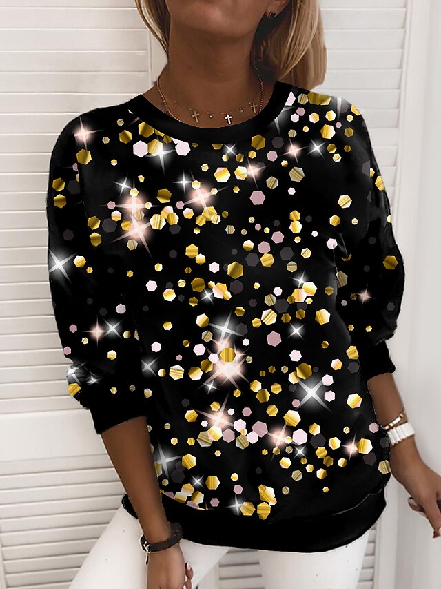 Womens Clothing Womens Tops | Womens Sweatshirt Pullover Polka Dot Sparkly Galaxy Star Print Print Daily Sports 3D Print Active 