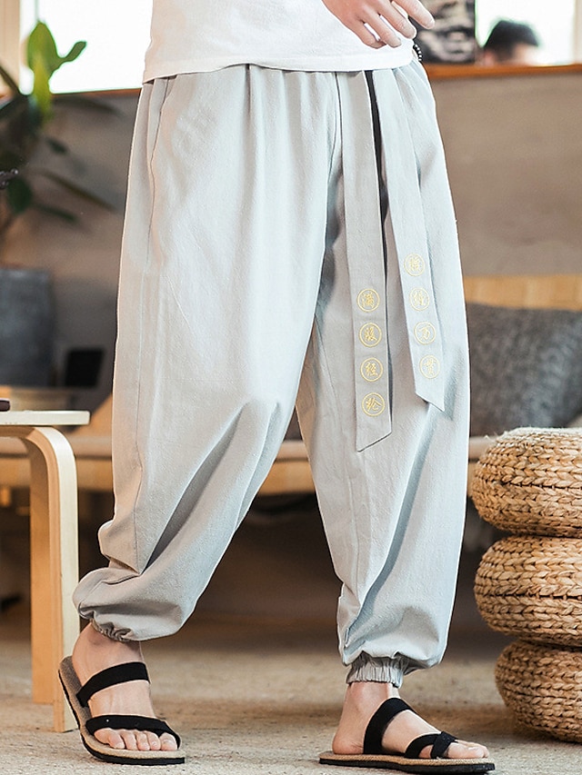 Mens Clothing Mens Bottoms | Mens Casual Trousers Chinos Drawstring Elastic Waist Full Length Pants Casual Daily Micro-elastic S