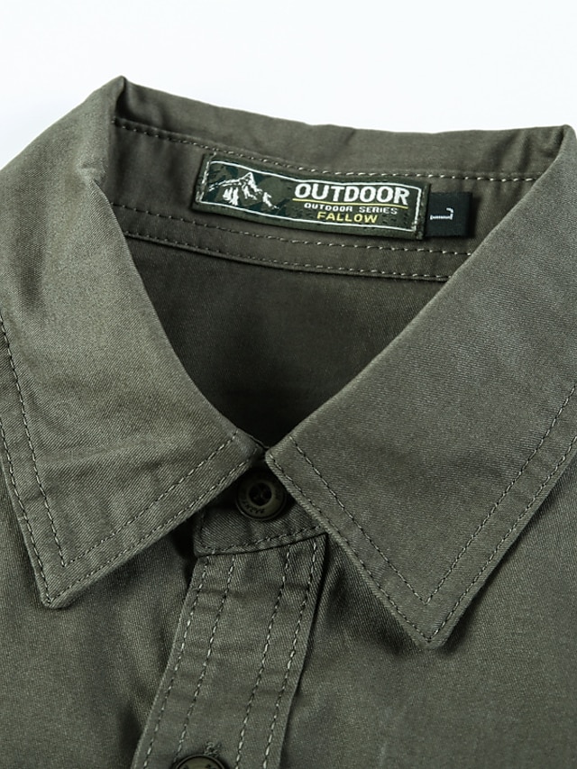 Men's Shirt Casual Shirt Cargo Shirt khaki Army Green Dark Blue Beige ...