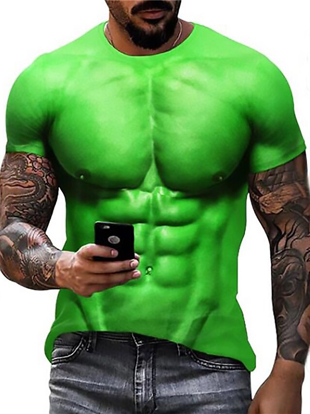 Hombre Unisexo Camiseta Estampados Músculo Cuello Barco Verde Trébol Impresión 3d Diario 8034