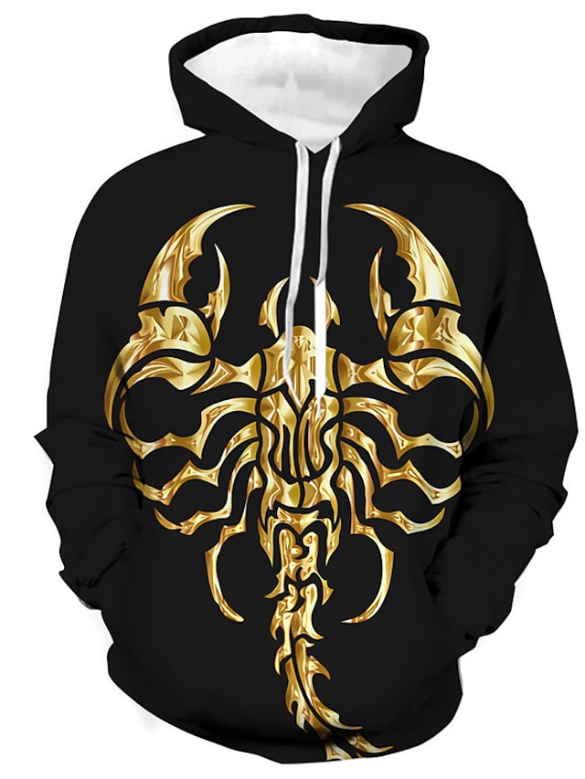 Mens Clothing Mens Hoodies & Sweatshirts | Mens Unisex Pullover Hoodie Sweatshirt Graphic Prints Scorpion Print Daily Sports 3D 