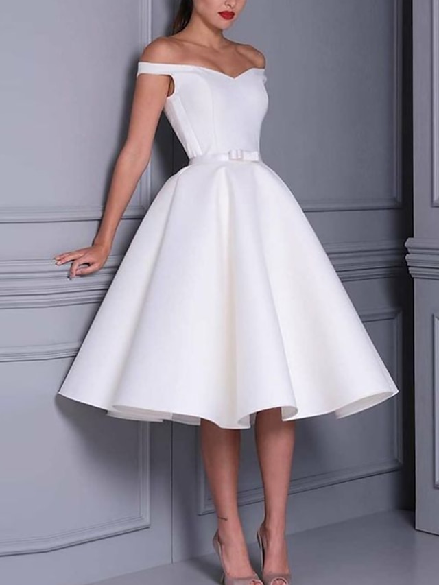 A-Line Cocktail Dresses 1950s Dress Wedding Guest Graduation Tea Length ...