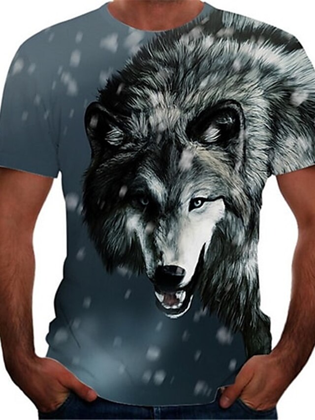 Wolf Casual Mens 3D Shirt | Grey Summer Cotton | Men'S Tee Graphic ...